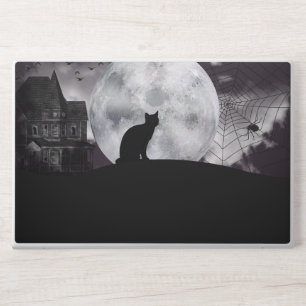 Haunted Halloween Night Cat Bacground HP Laptop Skin