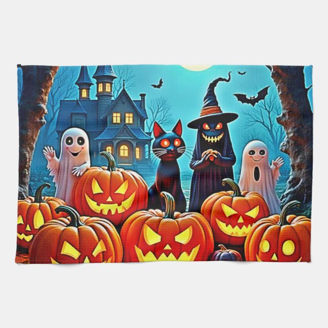 Haunted Halloween Night Design Kitchen Towel (Horizontal)
