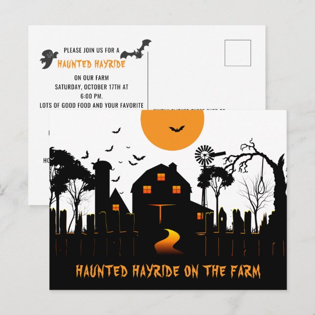 Haunted Halloween on the Farm Postcard (Front/Back)