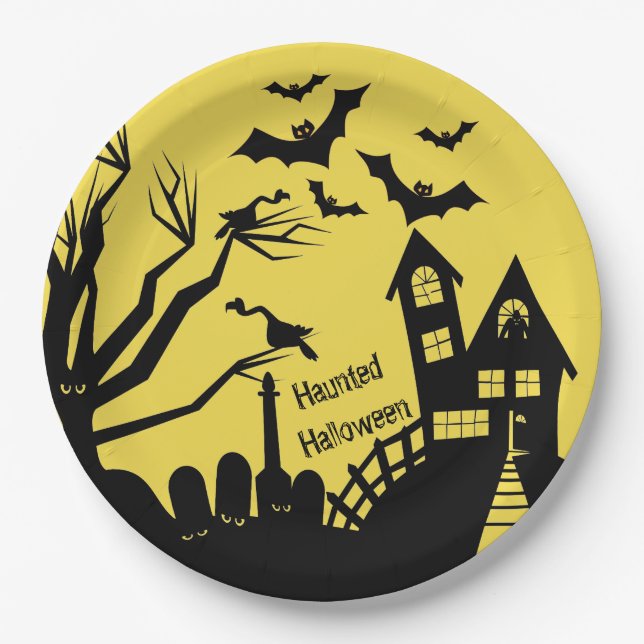 Haunted Halloween Paper Plate (Front)