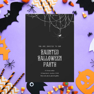 Haunted Halloween Party Spider Web Invitation