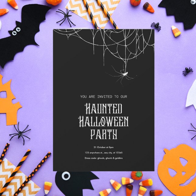 Haunted Halloween Party Spider Web Invitation (Creator Uploaded)