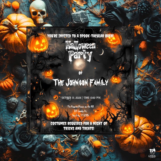  Haunted Halloween Party with Glowing Jacks  Invitation (Creator Uploaded)