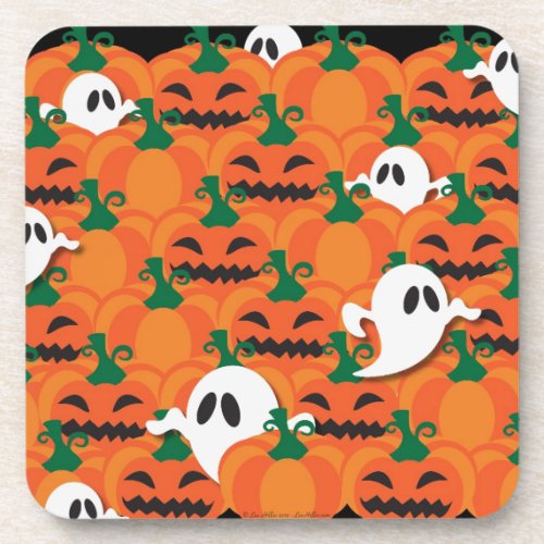 Haunted Halloween Pumpkin Patch Ghosts Coaster