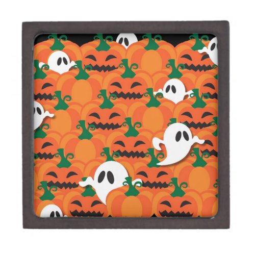 Haunted Halloween Pumpkin Patch Ghosts Keepsake Box