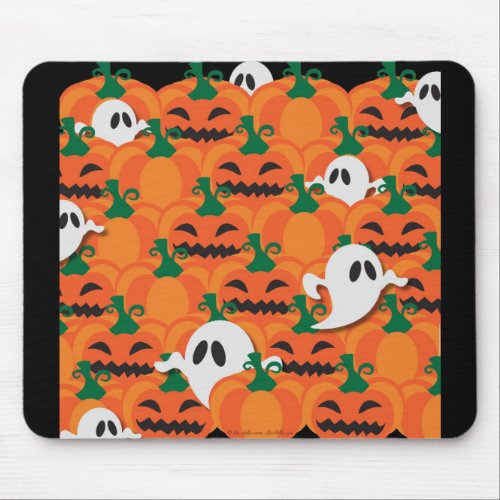 Haunted Halloween Pumpkin Patch Ghosts Mouse Pad