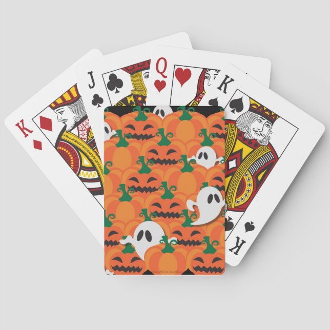 Haunted Halloween Pumpkin Patch Ghosts Poker Cards (Back)