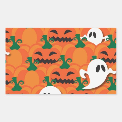 Haunted Halloween Pumpkin Patch Ghosts Rectangular Sticker