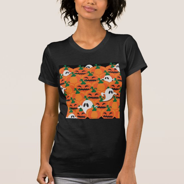 Haunted Halloween Pumpkin Patch Ghosts T-Shirt (Front)