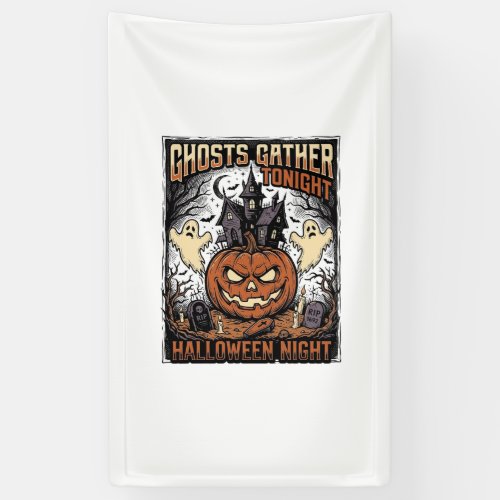 Haunted Halloween Shirt Vintage Ghost Pumpkin Art  Banner