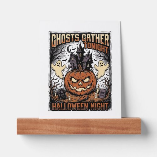 Haunted Halloween Shirt Vintage Ghost Pumpkin Art  Picture Ledge
