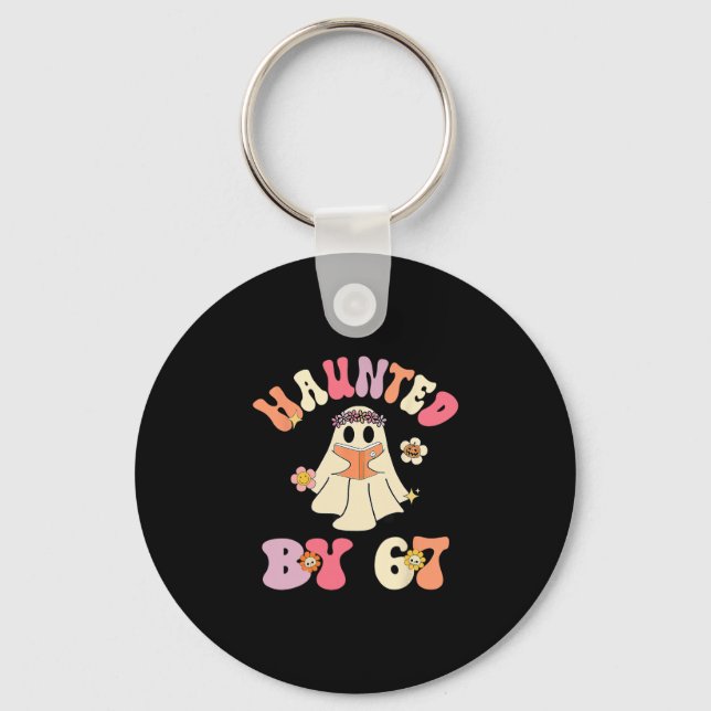 Haunted Halloween Skeleton Haunted Six Seven Numbe Keychain (Front)