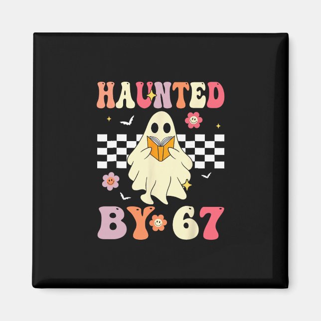 Haunted Halloween Skeleton Haunted Six Seven Numbe Magnet (Front)