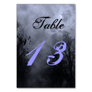 Haunted Halloween Sky Blue Mist Custom Table Card