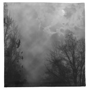 Haunted Halloween Sky with Ravens Cloth Napkin