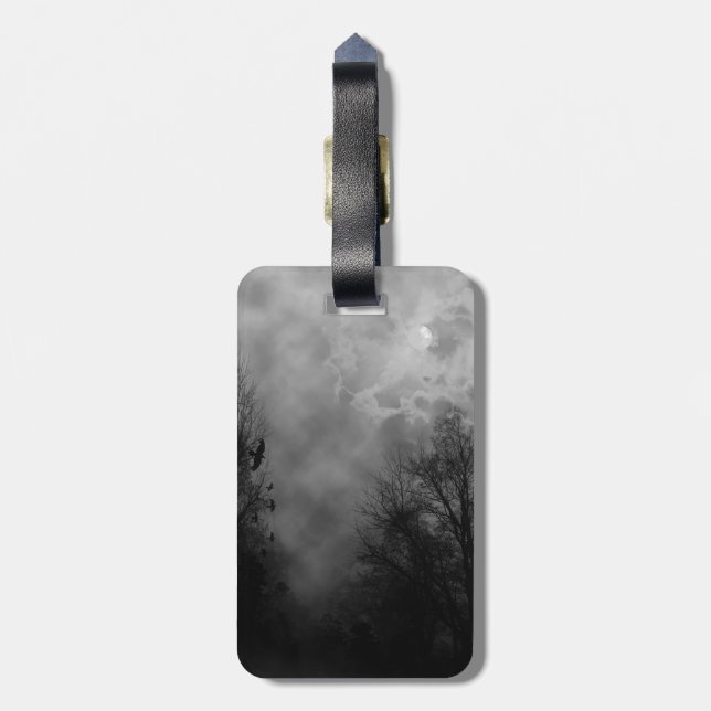 Haunted Halloween Sky with Ravens Luggage Tag (Back Vertical)