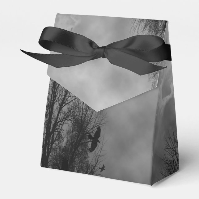Haunted Halloween Sky with Ravens Party Favor Box (Front Side)