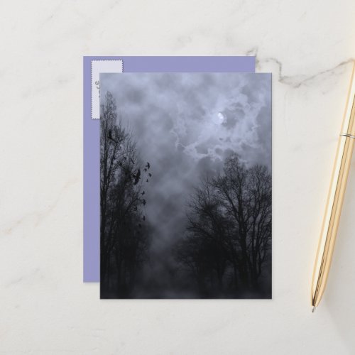 Haunted Halloween Sky with Ravens Postcard