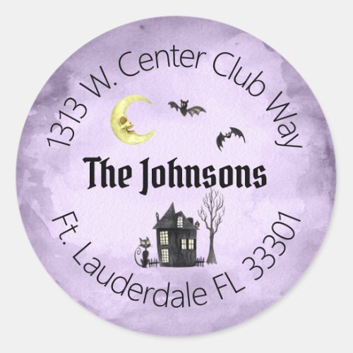 Haunted Halloween Spooky Purple Address Labels