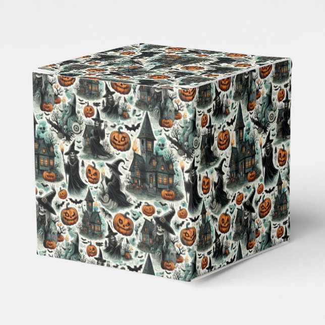 Haunted Halloween Theme Favor Boxes (Front Side)