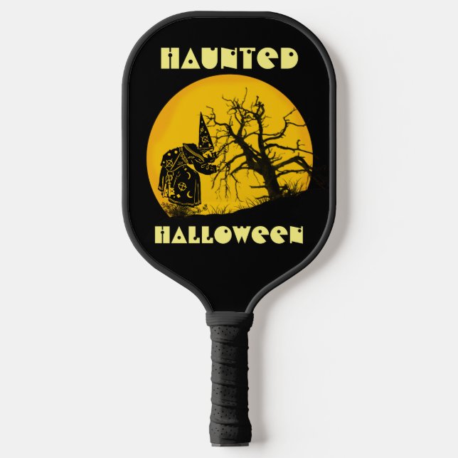 Haunted Halloween Wicked Witch Full Moon Dead Tree Pickleball Paddle (Front)