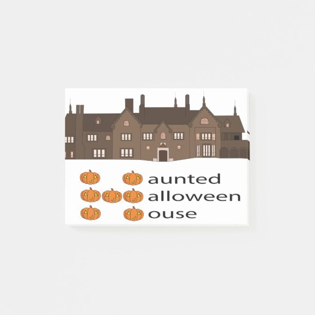 Haunted Haloween House Pumpkin Post-it Notes (Front)