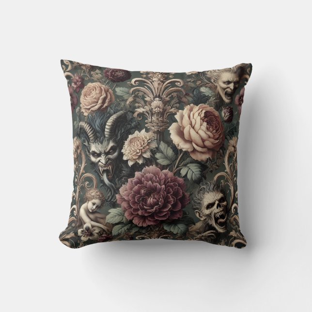 Haunted Harmonics – Gothic Victorian  Throw Pillow (Front)