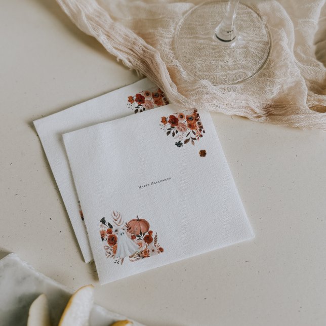Haunted Harvest Floral & Ghost Halloween Napkins (Creator Uploaded)
