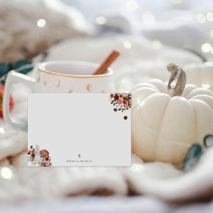 Haunted Harvest Floral & Ghost Personalized Note Card