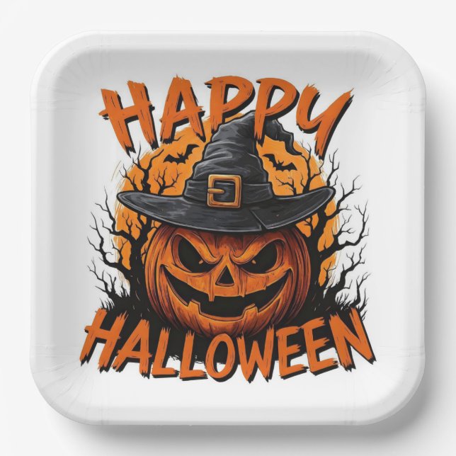 Haunted Harvest Shadows Paper Plates (Front)