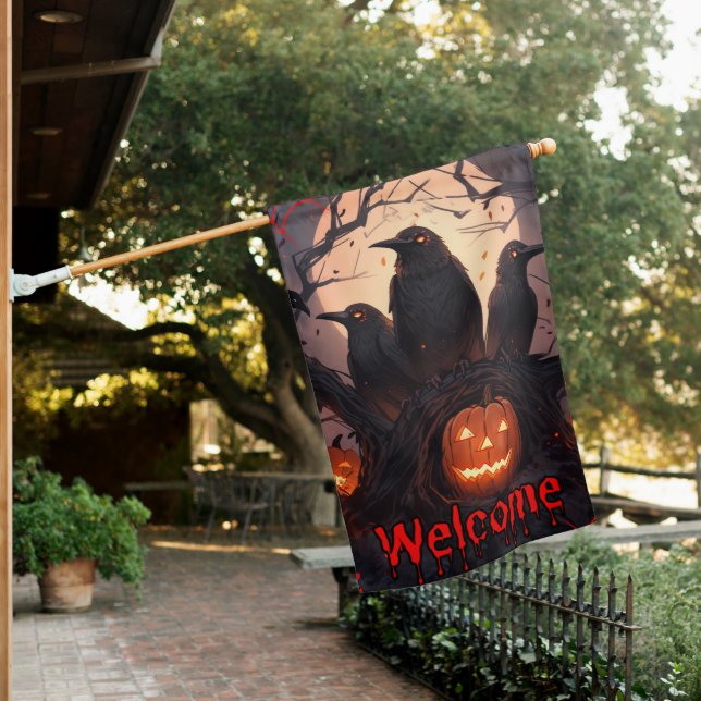 Haunted Harvest Welcome House Flag (In SItu)