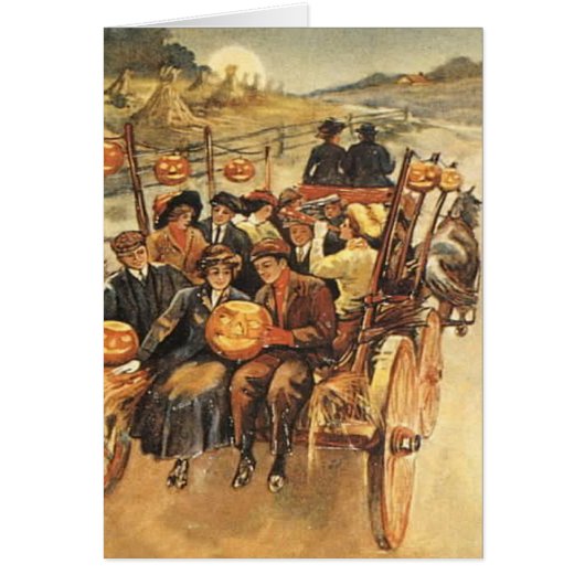 Haunted Hayride Jack O' Lantern Pumpkin Moon Cards (Front)