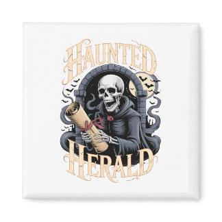 Haunted Herald Skeleton Halloween  Magnet