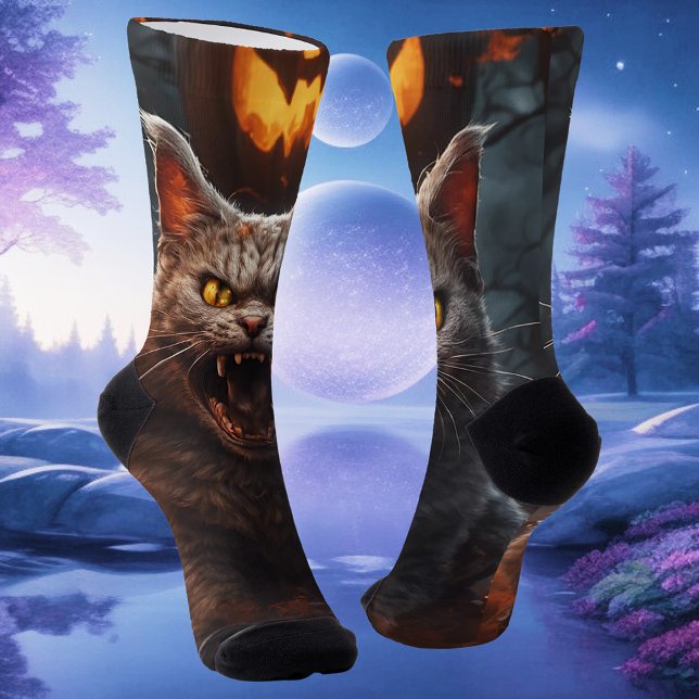 Haunted Hisses: The Sinister Halloween Cat Socks (Creator Uploaded)