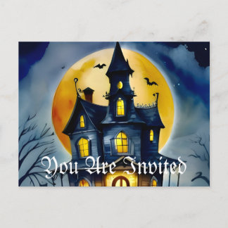 Haunted Hollow & Moon  Invitation Postcard