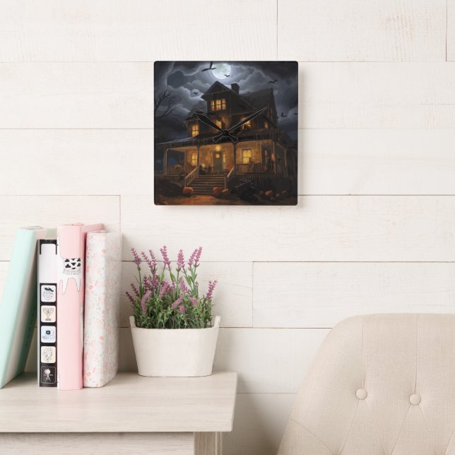 Haunted Horizons Square Wall Clock (Reading Room)