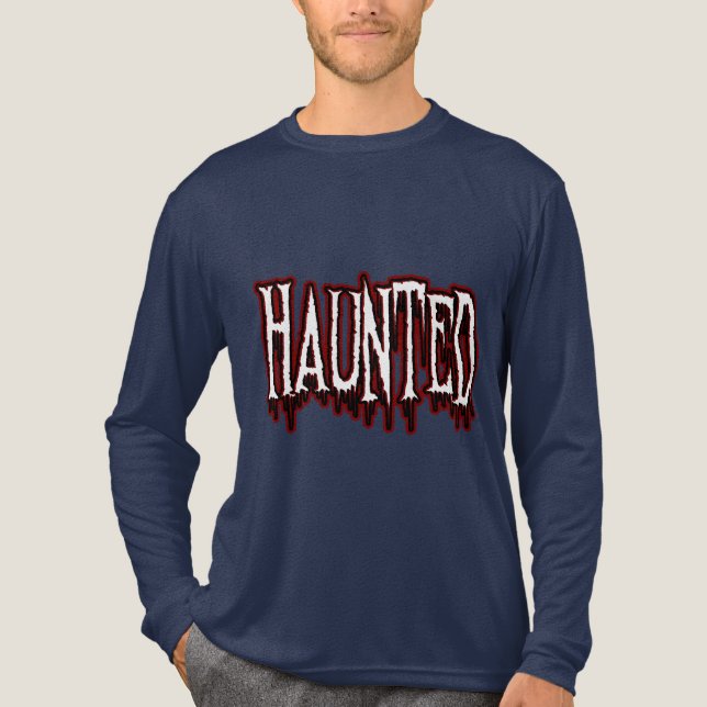 Haunted Horror Drip Typography Tri-Blend Shirt (Front)