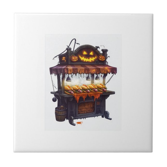  Haunted Hot Dog Stand Ceramic Tile (Front)
