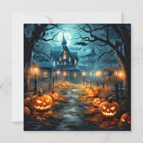 Haunted House After Dark Happy Halloween Card