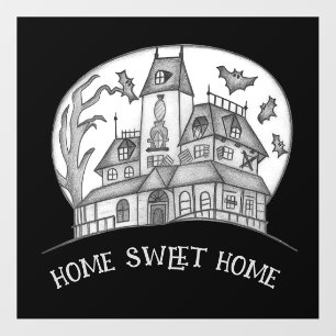 Haunted House and Bats Halloween Floor Decals