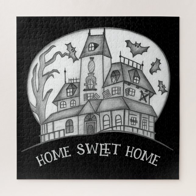 Haunted House and Bats Halloween  Jigsaw Puzzle (Vertical)