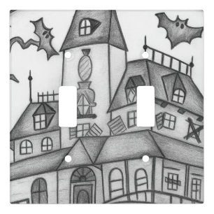 Haunted House and Bats Halloween Light Switch Cover