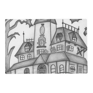 Haunted House and Bats Halloween Placemat