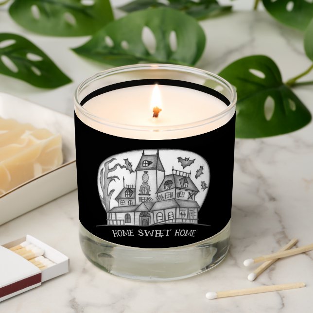 Haunted House and Bats Halloween  Scented Candle (Lit)