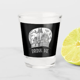 Haunted House and Bats Halloween Shot Glass