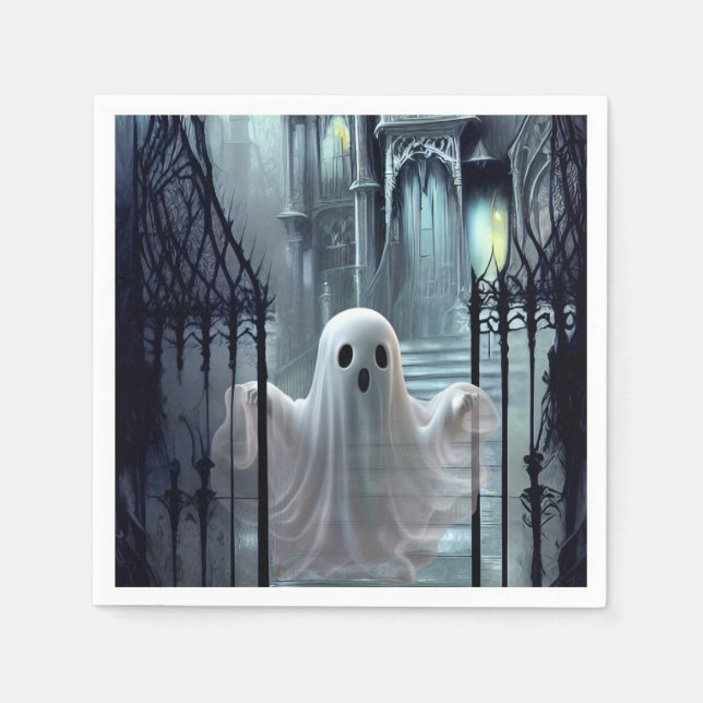 Haunted House and Ghost Napkins (Front)