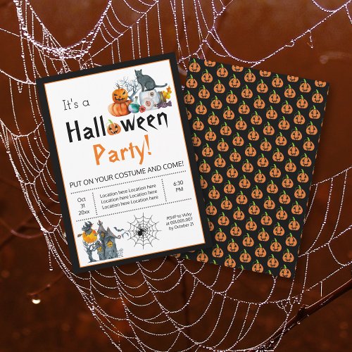 Haunted house and Halloween elements costume party Invitation