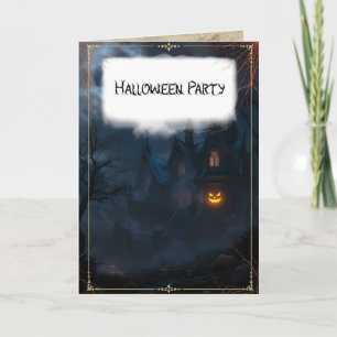 Haunted House and Jack O'Lantern Halloween Party Invitation