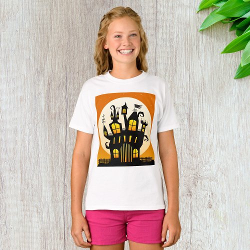 Haunted House And Moon Girls T_Shirt