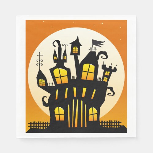 Haunted House And Moon Paper Napkins